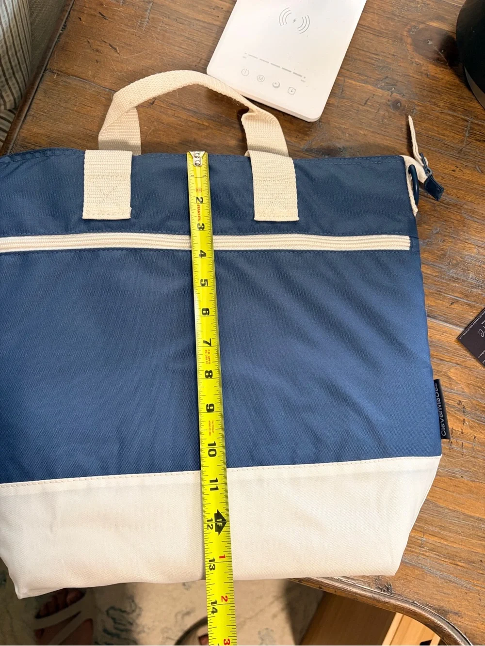 Cooler Tote 12 - Navy and Cream Insulated Travel Tote
